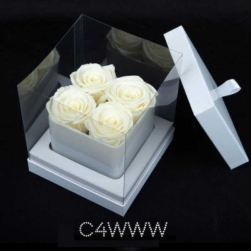 4 White Roses White Cube